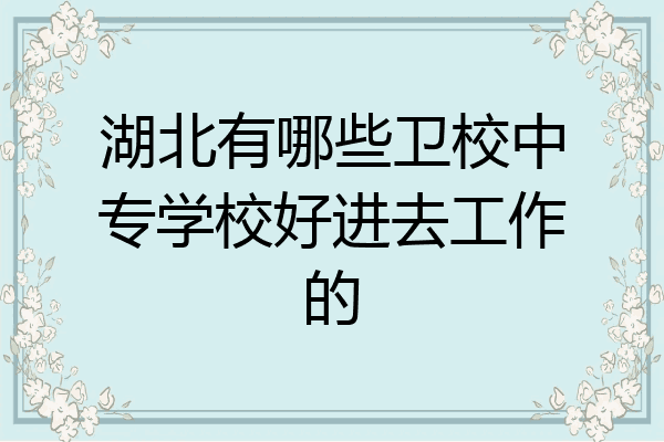 湖北有哪些卫校中专学校好进去工作的