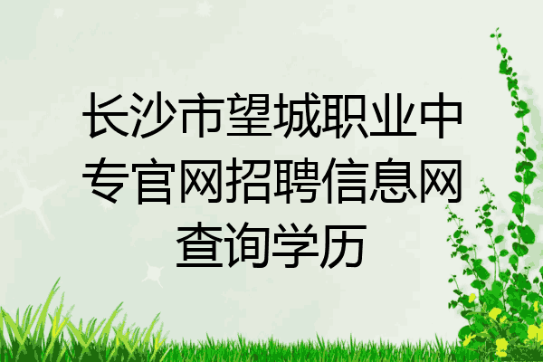 长沙市望城职业中专官网招聘信息网查询学历