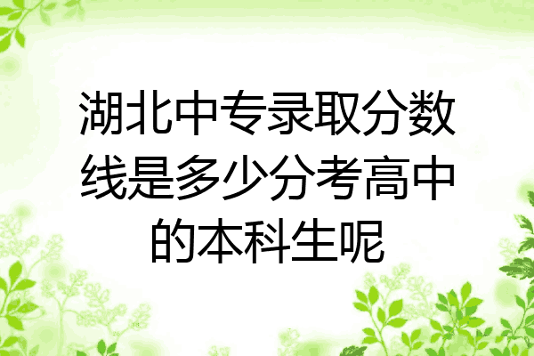 湖北中专录取分数线是多少分考高中的本科生呢