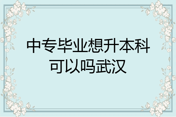 中专毕业想升本科可以吗武汉