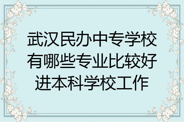 武汉民办中专学校有哪些专业比较好进本科学校工作