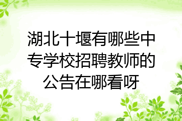 湖北十堰有哪些中专学校招聘教师的公告在哪看呀