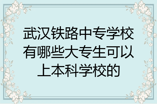 武汉铁路中专学校有哪些大专生可以上本科学校的