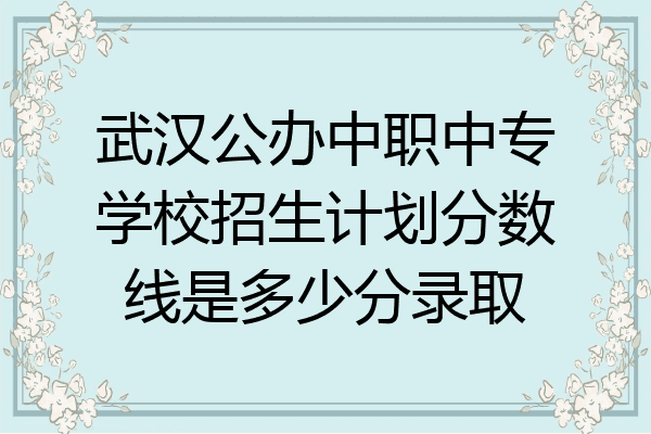 武汉公办中职中专学校招生计划分数线是多少分录取