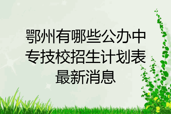 鄂州有哪些公办中专技校招生计划表最新消息