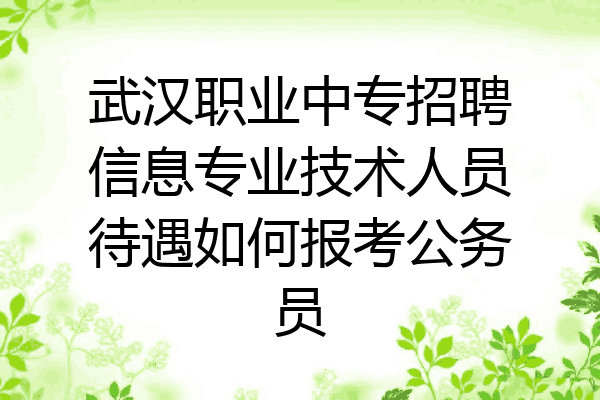 武汉职业中专招聘信息专业技术人员待遇如何报考公务员