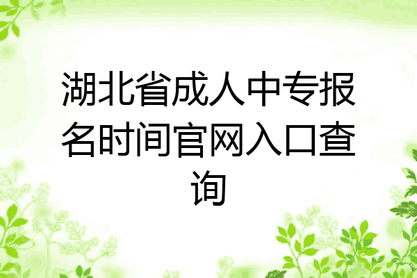 湖北省成人中专报名时间官网入口查询