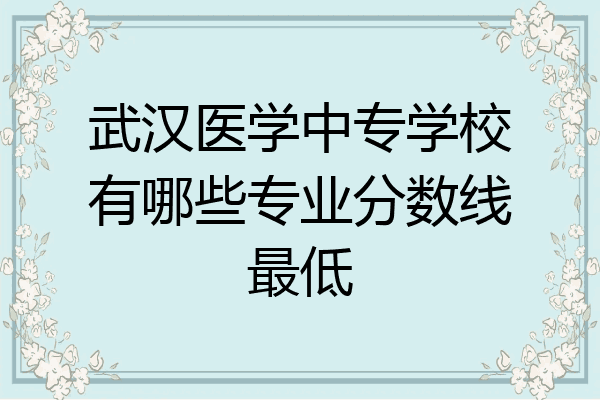 武汉医学中专学校有哪些专业分数线最低