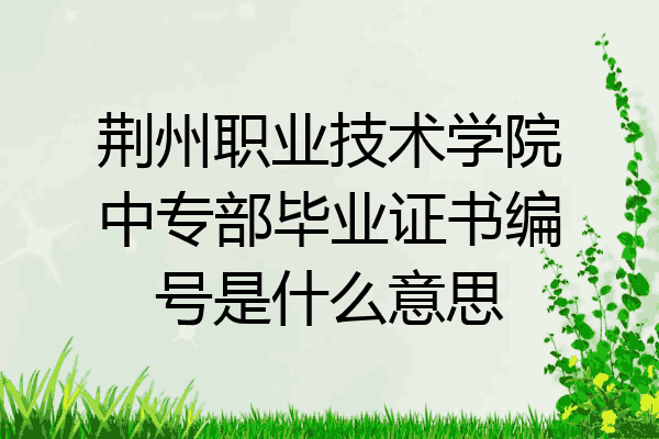 荆州职业技术学院中专部毕业证书编号是什么意思
