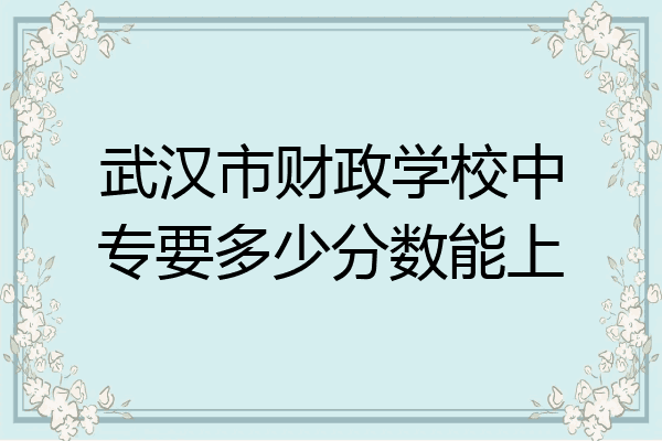 武汉市财政学校中专要多少分数能上