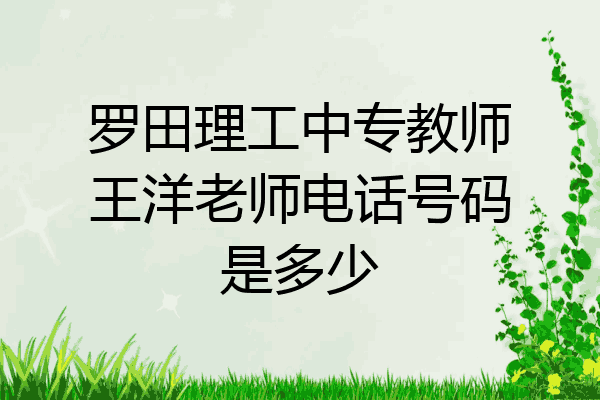 罗田理工中专教师王洋老师电话号码是多少