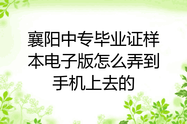 襄阳中专毕业证样本电子版怎么弄到手机上去的