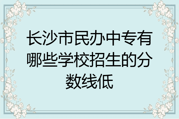 长沙市民办中专有哪些学校招生的分数线低