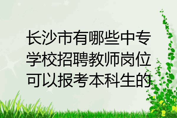 长沙市有哪些中专学校招聘教师岗位可以报考本科生的