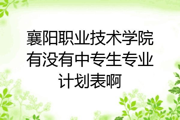 襄阳职业技术学院有没有中专生专业计划表啊