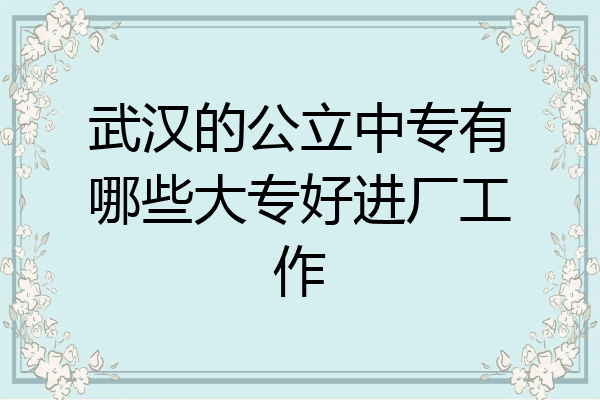 武汉的公立中专有哪些大专好进厂工作