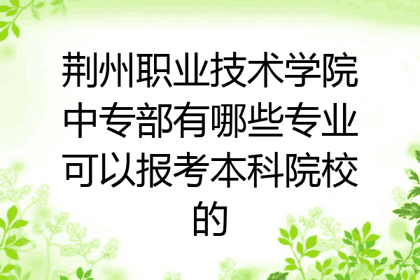 荆州职业技术学院中专部有哪些专业可以报考本科院校的