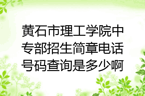 黄石市理工学院中专部招生简章电话号码查询是多少啊