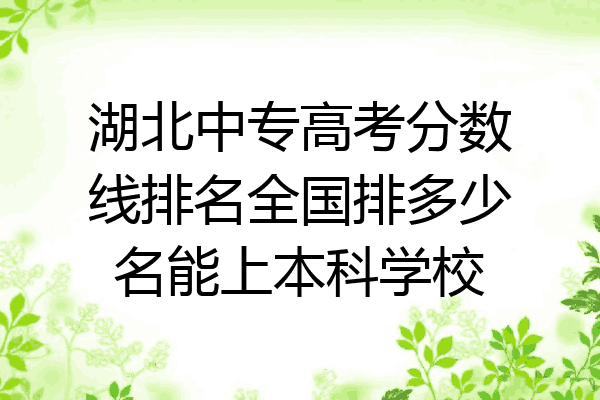 湖北中专高考分数线排名全国排多少名能上本科学校