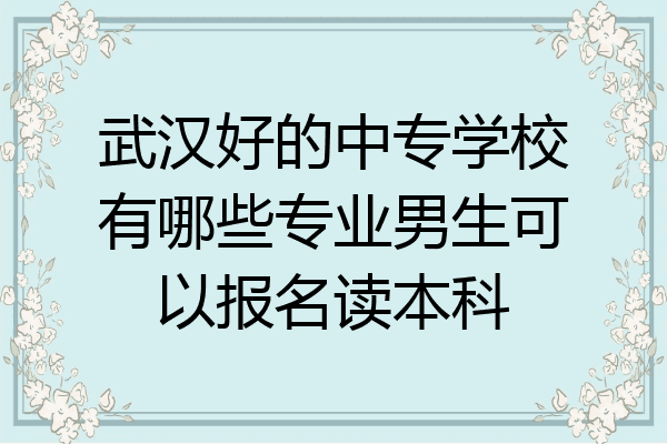 武汉好的中专学校有哪些专业男生可以报名读本科