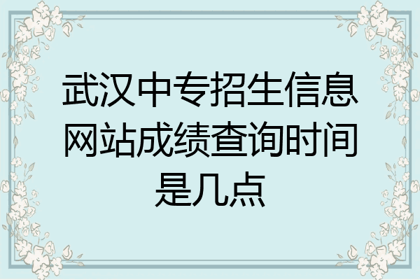 武汉中专招生信息网站成绩查询时间是几点