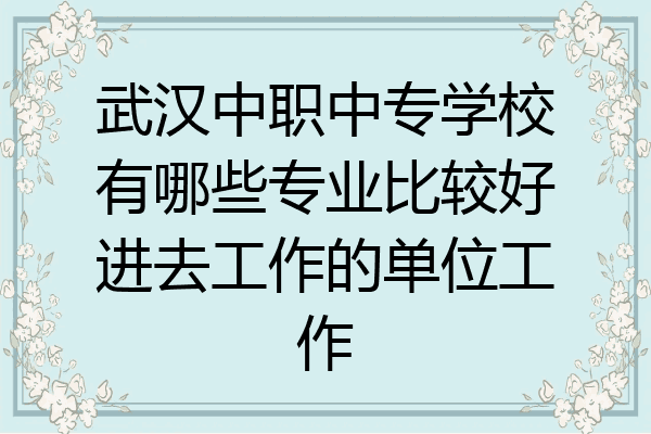 武汉中职中专学校有哪些专业比较好进去工作的单位工作