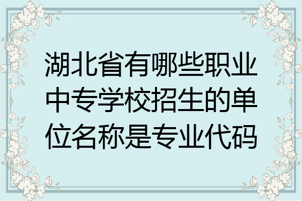 湖北省有哪些职业中专学校招生的单位名称是专业代码