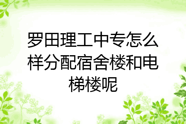 罗田理工中专怎么样分配宿舍楼和电梯楼呢
