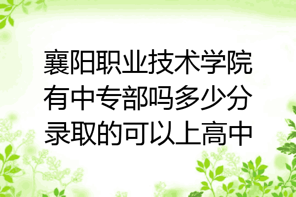 襄阳职业技术学院有中专部吗多少分录取的可以上高中