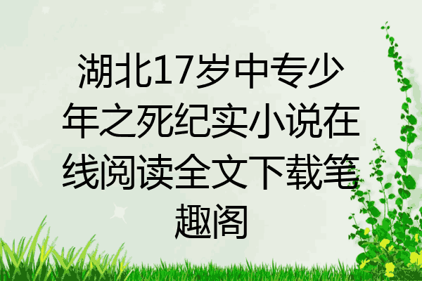 湖北17岁中专少年之死纪实小说在线阅读全文下载笔趣阁