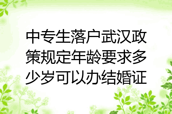 中专生落户武汉政策规定年龄要求多少岁可以办结婚证