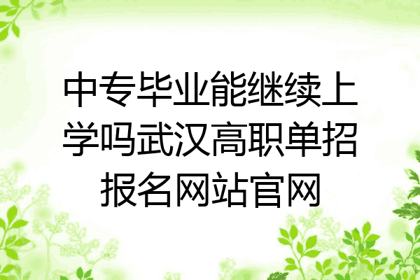 中专毕业能继续上学吗武汉高职单招报名网站官网