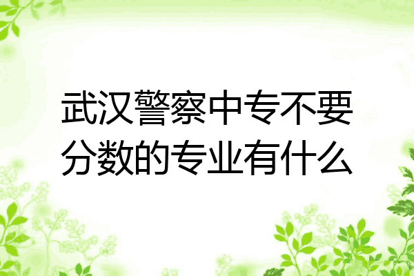 武汉警察中专不要分数的专业有什么