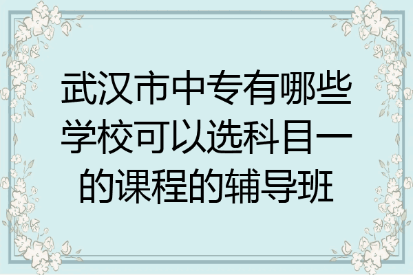 武汉市中专有哪些学校可以选科目一的课程的辅导班