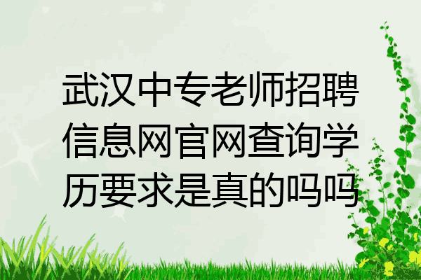 武汉中专老师招聘信息网官网查询学历要求是真的吗吗