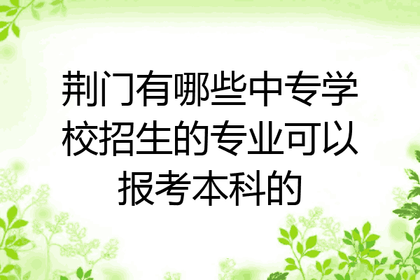 荆门有哪些中专学校招生的专业可以报考本科的