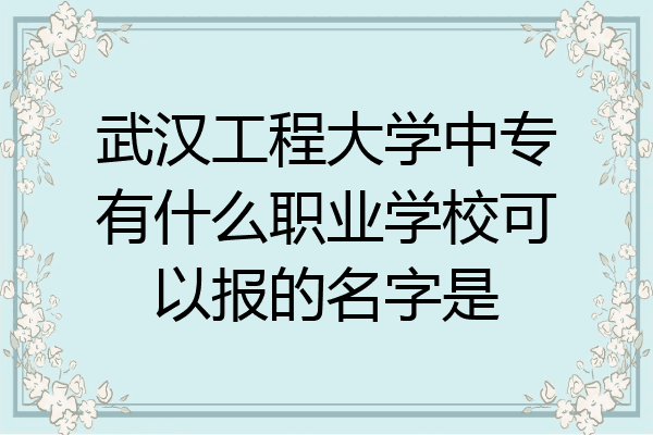 武汉工程大学中专有什么职业学校可以报的名字是