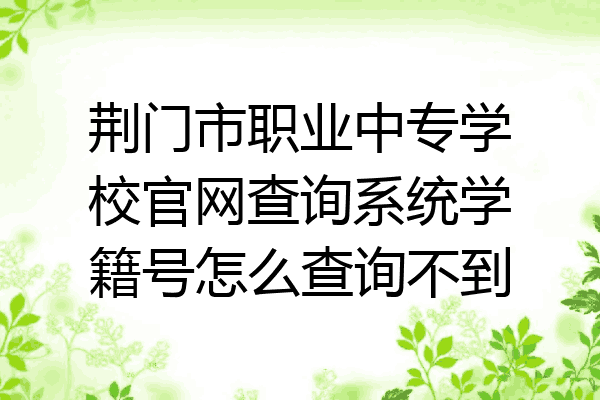 荆门市职业中专学校官网查询系统学籍号怎么查询不到