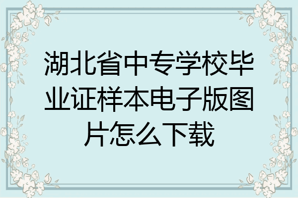 湖北省中专学校毕业证样本电子版图片怎么下载