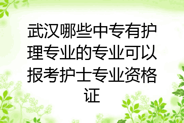武汉哪些中专有护理专业的专业可以报考护士专业资格证