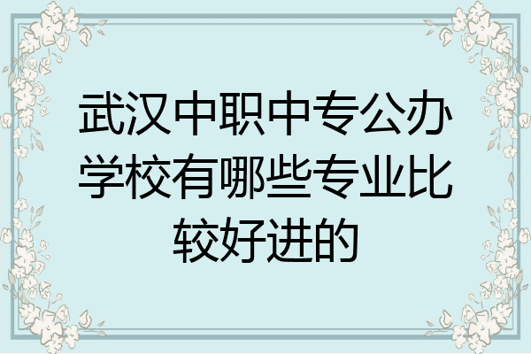 武汉中职中专公办学校有哪些专业比较好进的
