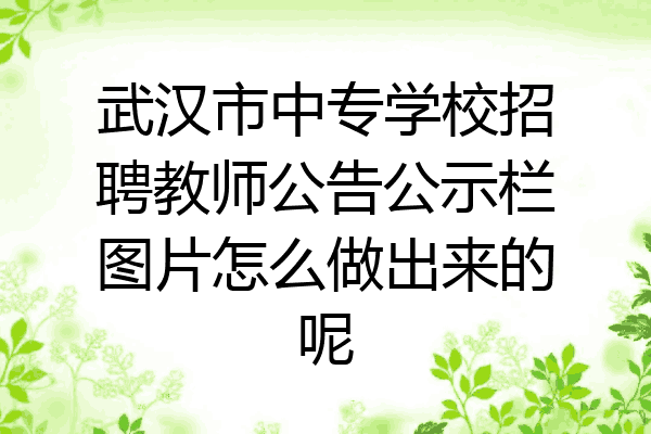 武汉市中专学校招聘教师公告公示栏图片怎么做出来的呢