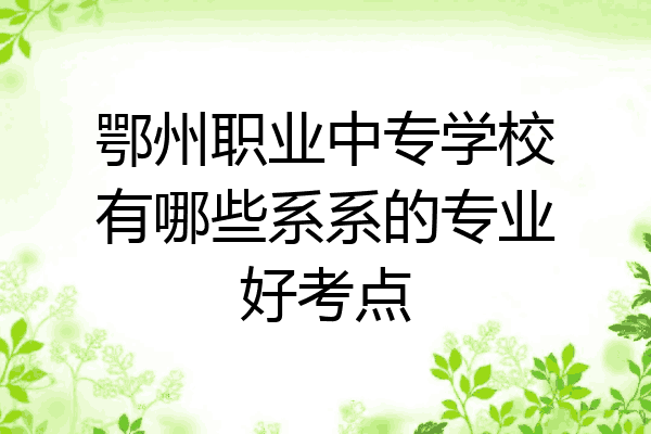 鄂州职业中专学校有哪些系系的专业好考点
