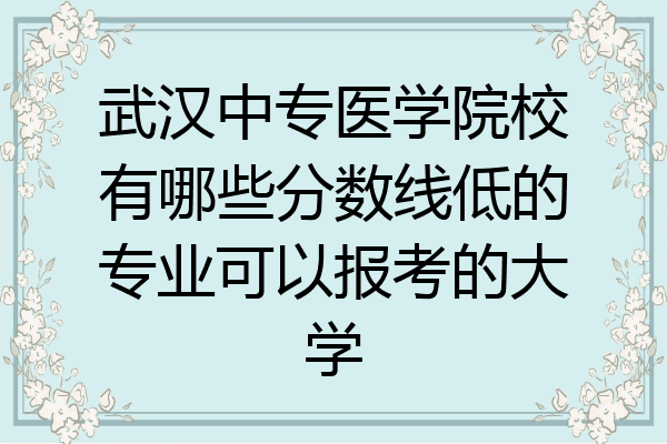 武汉中专医学院校有哪些分数线低的专业可以报考的大学