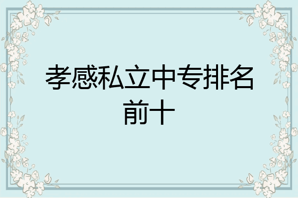孝感私立中专排名前十