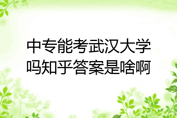 中专能考武汉大学吗知乎答案是啥啊