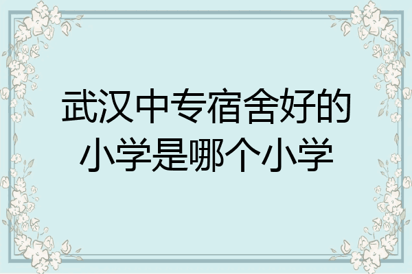 武汉中专宿舍好的小学是哪个小学