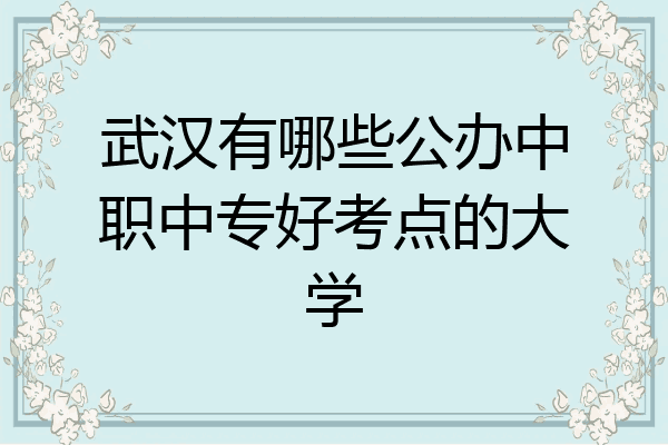 武汉有哪些公办中职中专好考点的大学