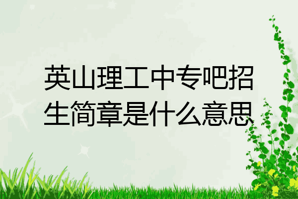 英山理工中专吧招生简章是什么意思