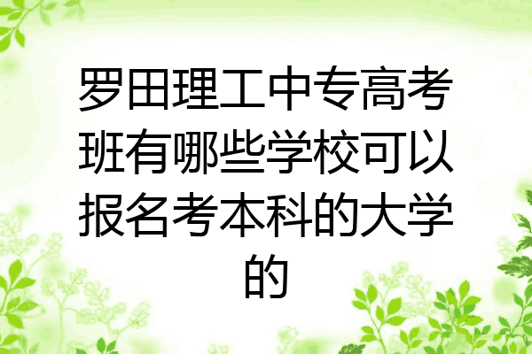 罗田理工中专高考班有哪些学校可以报名考本科的大学的